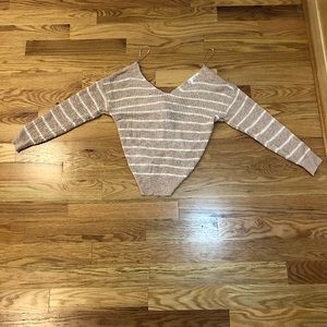 Pink and White Stripped Knotted Sweater